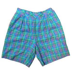 Vintage City Girl Womens Pleated Front Shorts Size 12 Multicolor Pockets